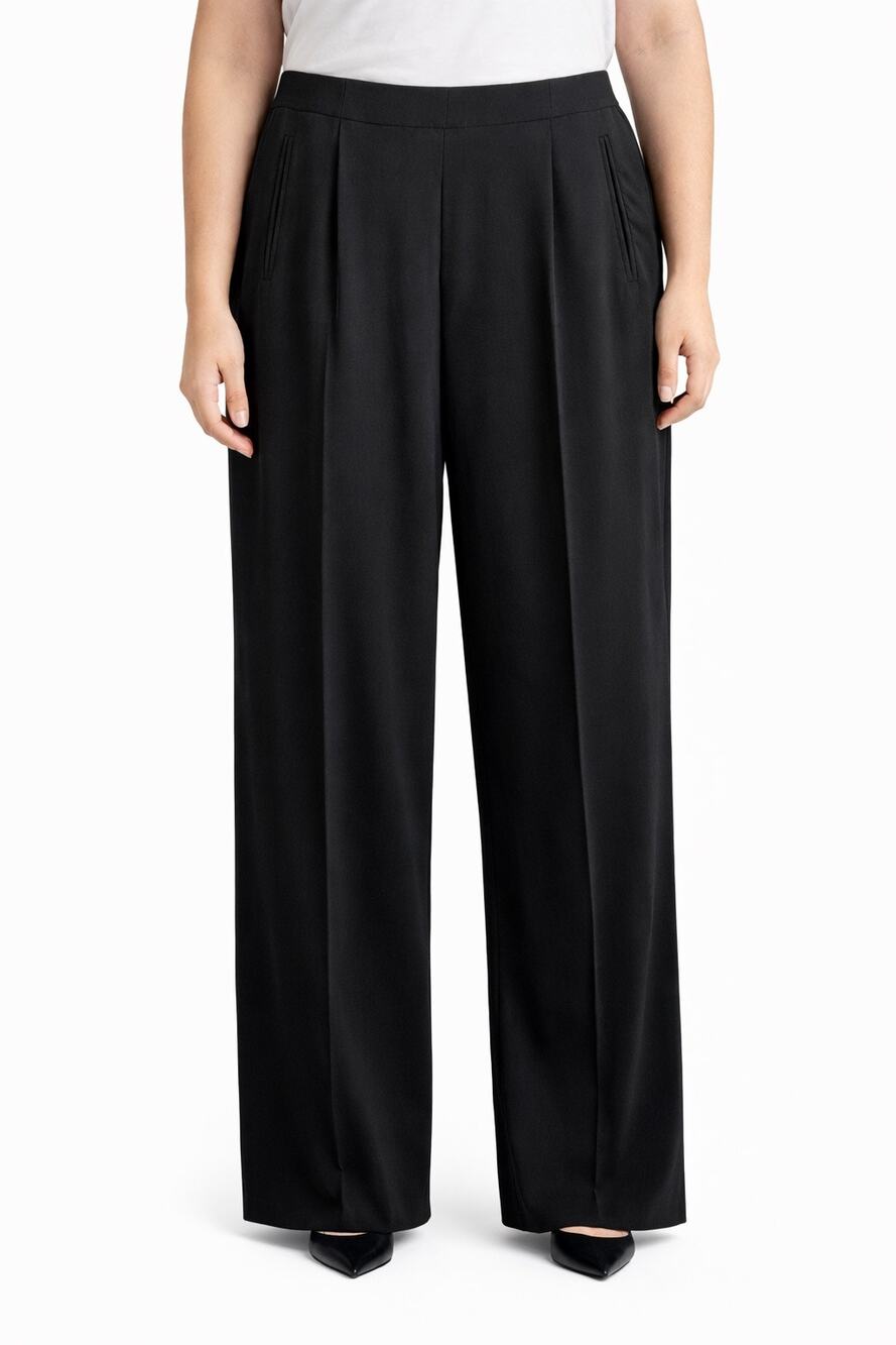 Parker Sz 10 Black Pleated Wide Leg Trouser Pants High Waist Career Dressy EUC